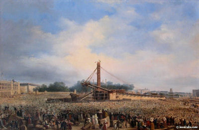 Erection de l'obélisque place de la Concorde à Paris, copyright photo Insecula.com