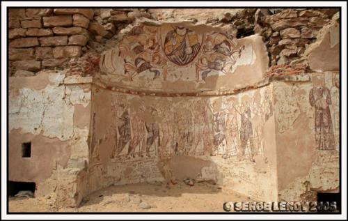 Fresque du Christ en majesté entouré des apôtres