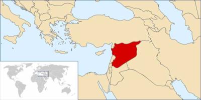 Localisation de la Syrie par rapport à l'Egypte