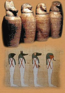 Vases Canopes et les 4 fils d'Horus