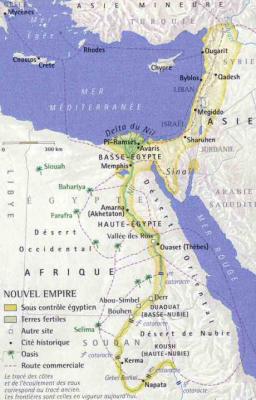 Carte du territoire égyptien durant le Nouvel Empire